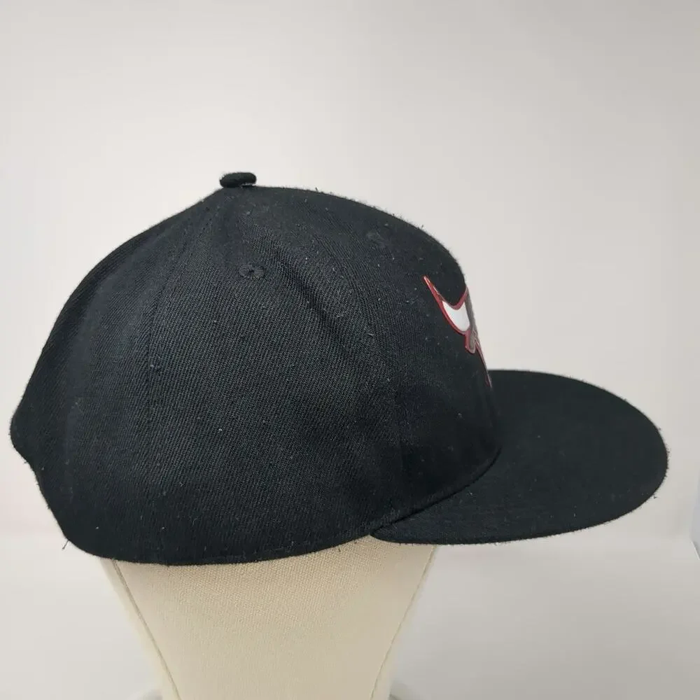 Ultra Game Chicago Bulls NBA Snapback Hat Black One Size Red White Flat Brim